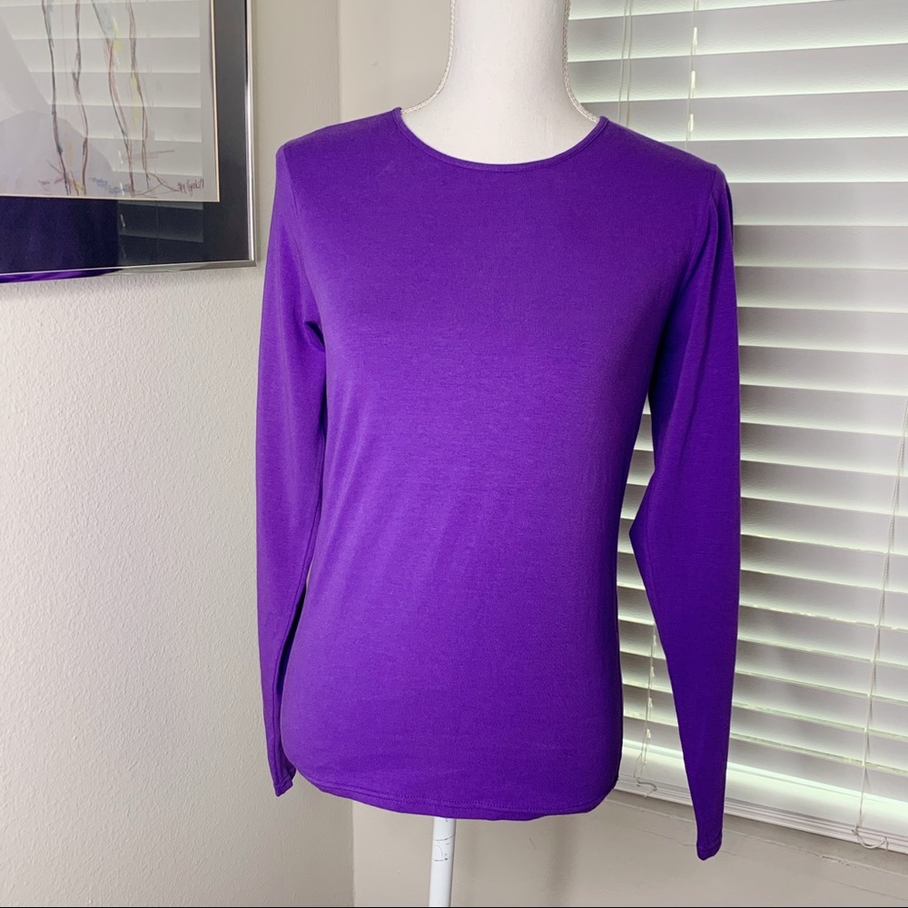 NEW J Peterman purple l/s crew neck Cotten blend t shirt women’s size XS AA0941